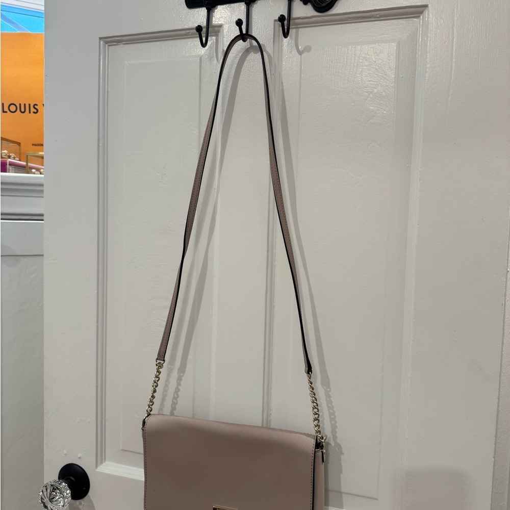 Kate spade Tan purple Crossbody Bag with Flap Closure and Adjustable Strap